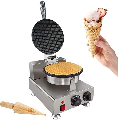 MAZORIA Commercial Waffle Cone Maker Electric Ice Cream Cone Maker for Hotels Restaurants Cafes Professional Quality NonStick Plates Quick Easy Cone Making Durable 220V Silver - Image 4