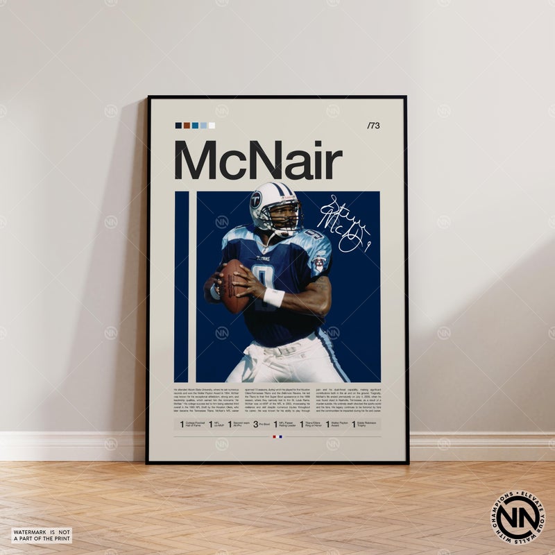 TNESSENTIAL Steve McNair Poster, Tennessee Titans Print, NFL Poster, Sports Poster, NFL Fans, Football Poster, NFL Wall Art, Sports Bedroom Posters - Image 1