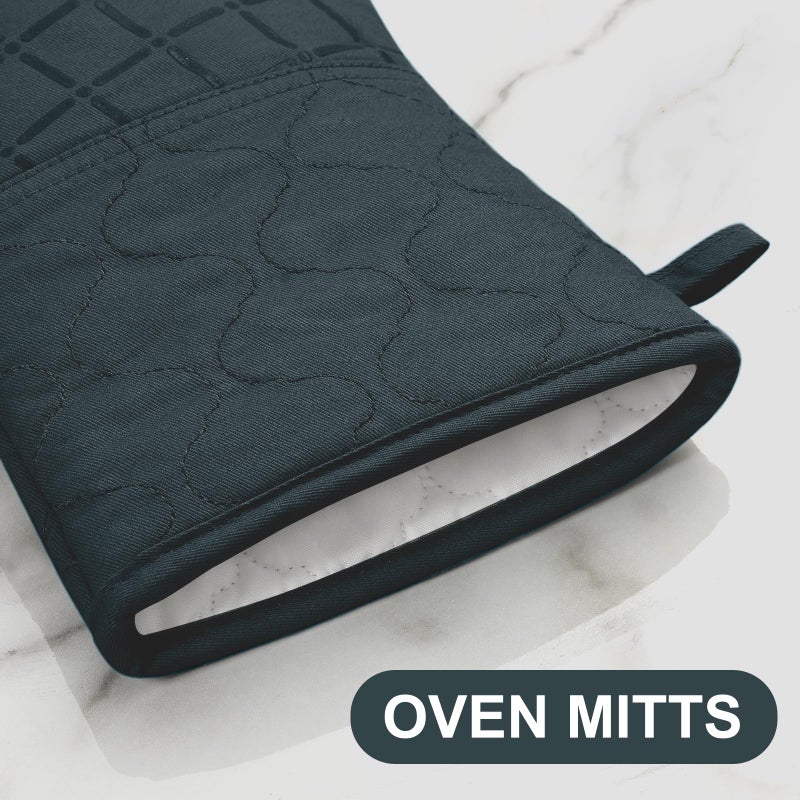 BSKSSK Oven Mitts Pot Holders Sets/Kitchen Towels and Dishcloths Oven Gloves Kitchen Dish Towels 500 Degree Heat Resistant Potholders with Non-Slip Silicone Surface for Cooking Grilling Baking-Deep Green - Image 4