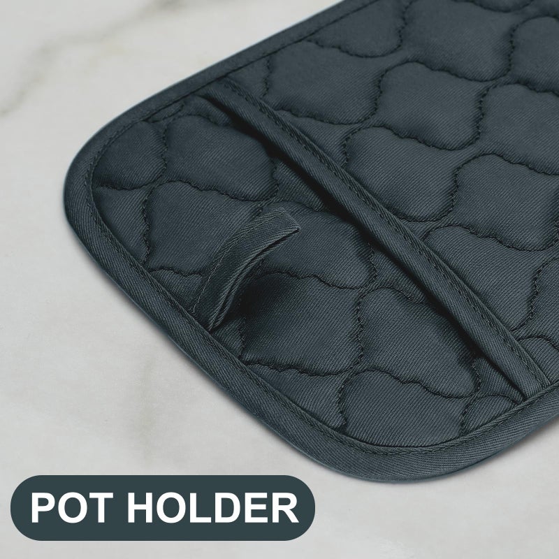 BSKSSK Oven Mitts Pot Holders Sets/Kitchen Towels and Dishcloths Oven Gloves Kitchen Dish Towels 500 Degree Heat Resistant Potholders with Non-Slip Silicone Surface for Cooking Grilling Baking-Deep Green - Image 3