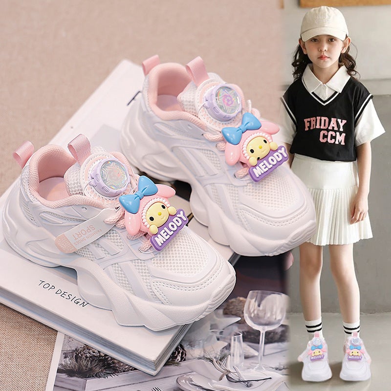 Cartoon Sneaker Double Net Breathable Joker White Shoes Fashion Breathable Cute Sneaker - Image 2
