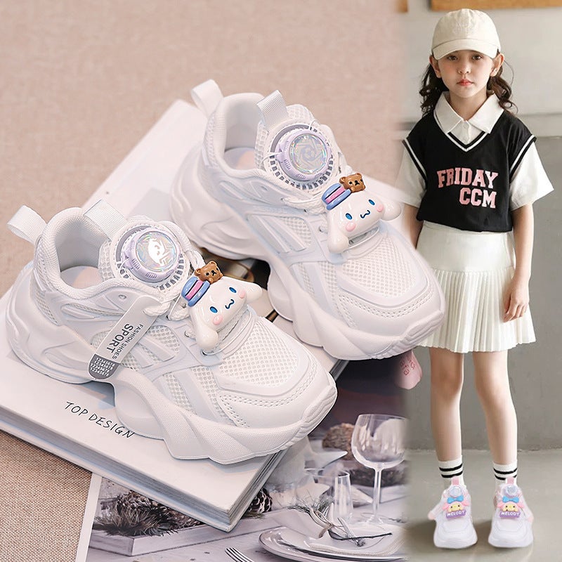Cartoon Sneaker Double Net Breathable Joker White Shoes Fashion Breathable Cute Sneaker - Image 3