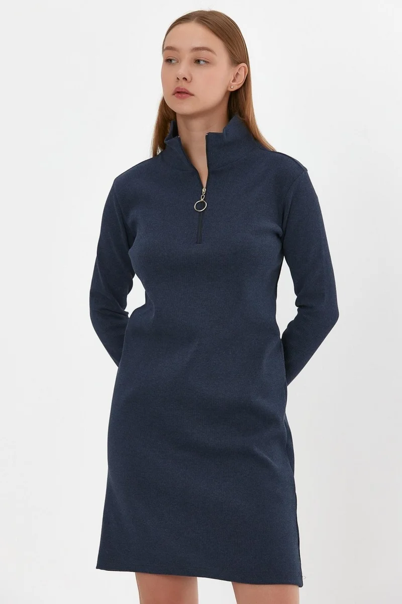 Alexander Gardi Stand Collar Zippered Tunic Dress (B22-21501)