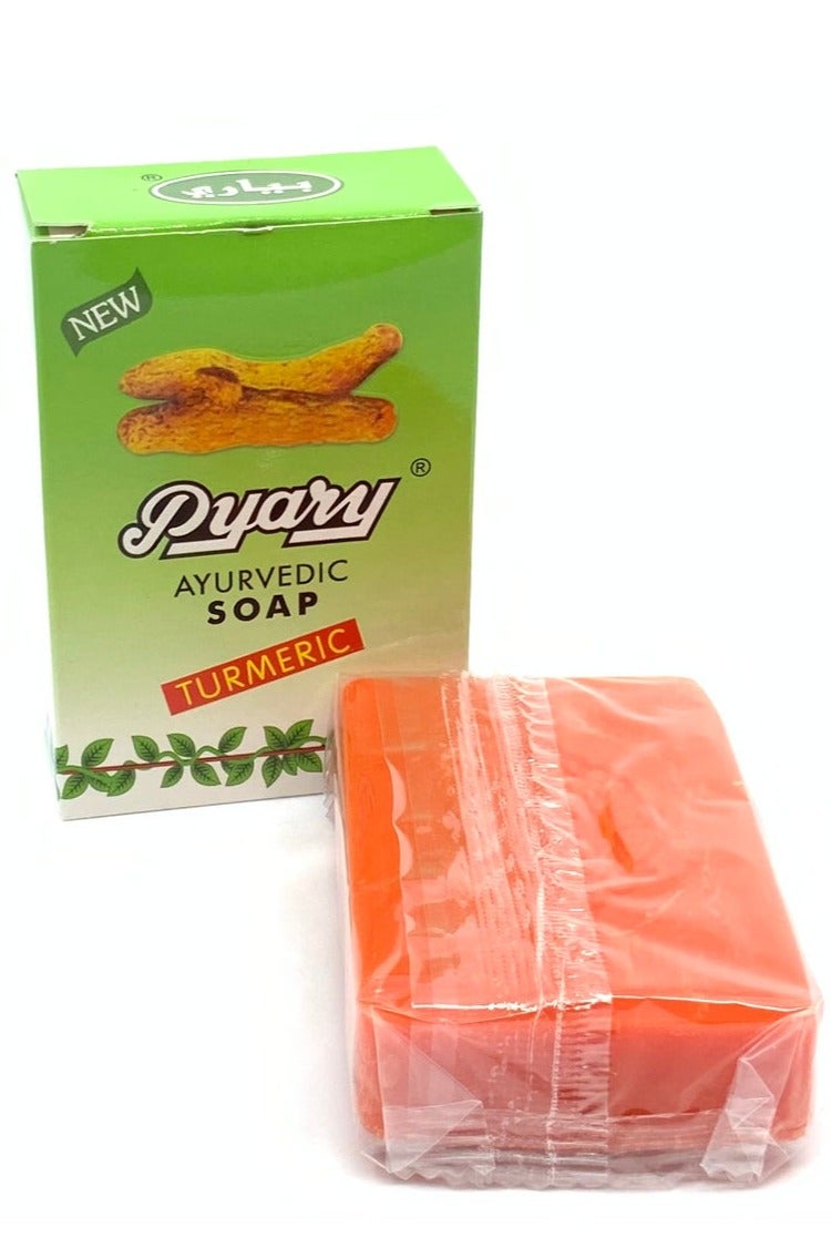 Pyary Ayurvedic Herbal Soap - Turmeric for Glowing Skin | 100% Natural Bath Soap | Pack of 3 x 75g | Skin Whitening & Pimples Control - Image 1