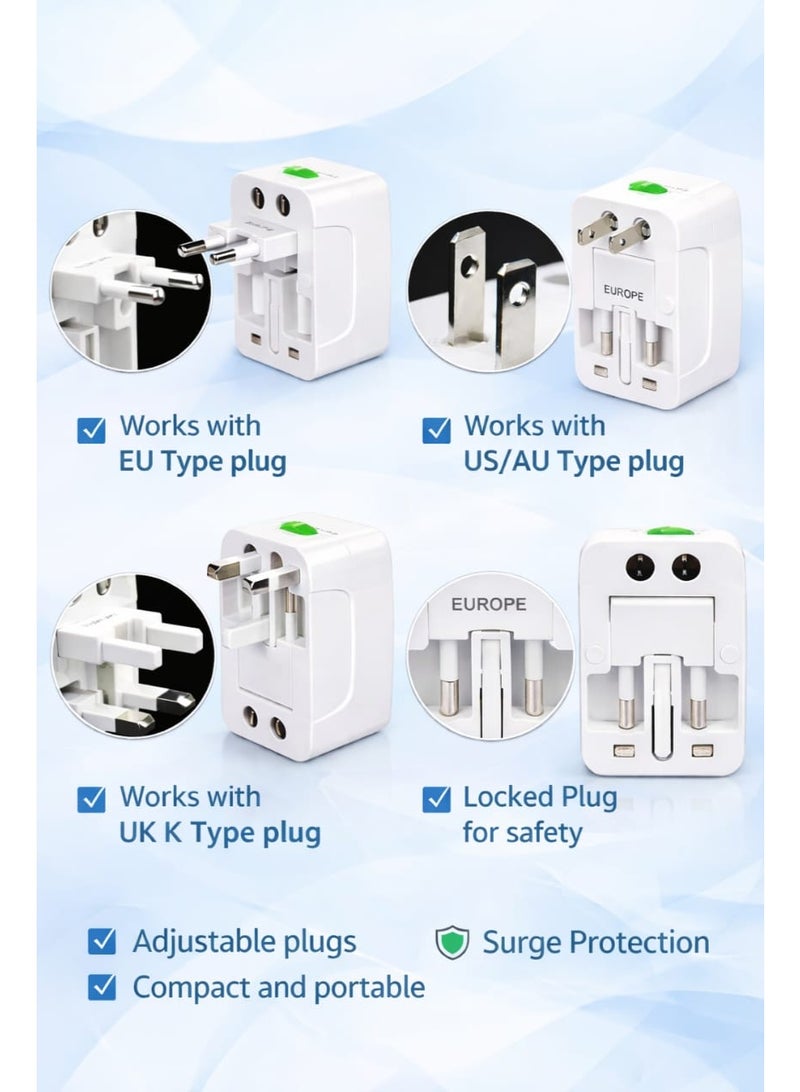 Universal Travel Adapter – All-in-One Power Plug with Dual USB Ports  Compatible with USA, EU, UK, AUS  Ideal for Phones, Laptops & More - Image 4