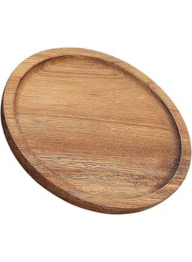 Natural Wooden Serving Tray Round Plate For Food Dessert Party Tea Home Decor - Image 1