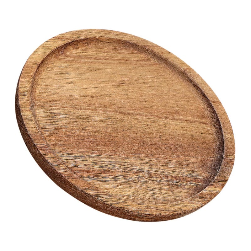 Natural Wooden Serving Tray Round Plate For Food Dessert Party Tea Home Decor - Image 2