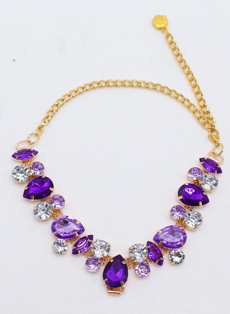 Innoshine Purple Pet Jewelry Necklace Collar with Crystal Gemstone Fashion Diamond Necklace For Cat and small Dogs Adjustable Pet Collar for Wedding and Party - Image 2