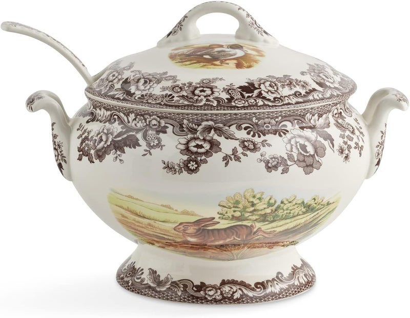 Spode Woodland Soup Tureen with Rabbit Quail and Pintail Motifs  425 qt Covered Soup Tureen  Made from Fine Earthenware  Microwave and Dishwasher Safe - Image 2