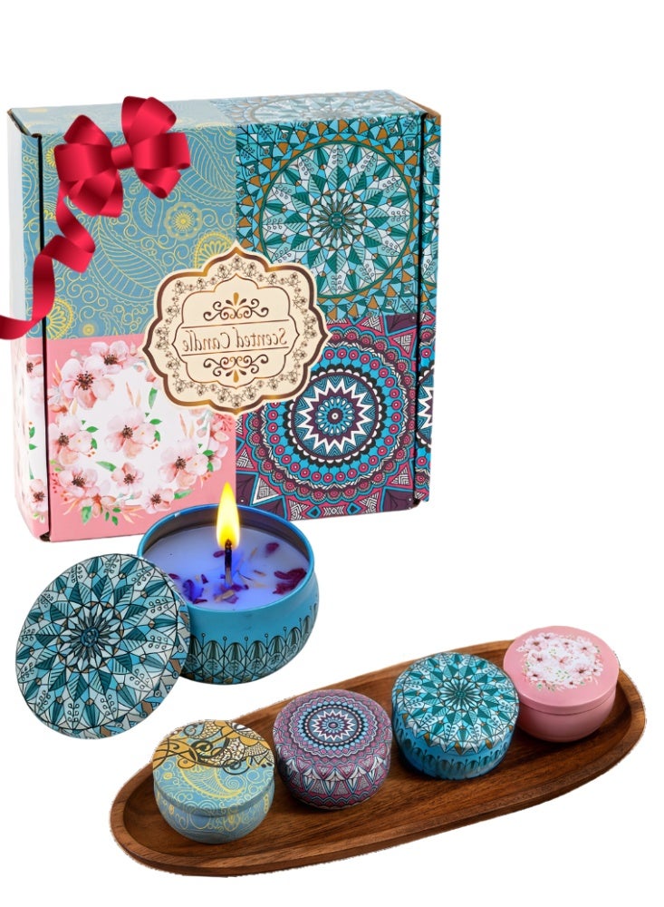 أفضل ذروة مجموعة هدايا من الشموع المعطرة، عبوة من 4 شموع للعلاج بالروائح، هدايا لتخفيف التوتر للنساء، تعمل لمدة 120 ساعة، شموع معطرة للمنزل، مثالية لأعياد الميلاد والكريسماس وعيد الشكر وعيد الأم وللمواعدة وأعياد الميلاد، هدية للحبيبة، عطر للنساء - Image 1