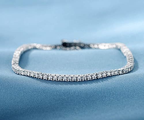 Gemsme 2.0MM Tennis Bracelet for Women and Men, 18K White Gold Plated Round 2mm Cubic Zirconia Classic Tennis Bracelet - Image 5
