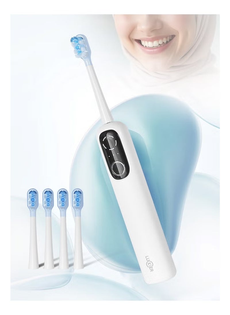 LuoGe Electric Toothbrush for Adults with 5 Modes, 3 Intensity Levels, and 4 Brush Heads - Image 1