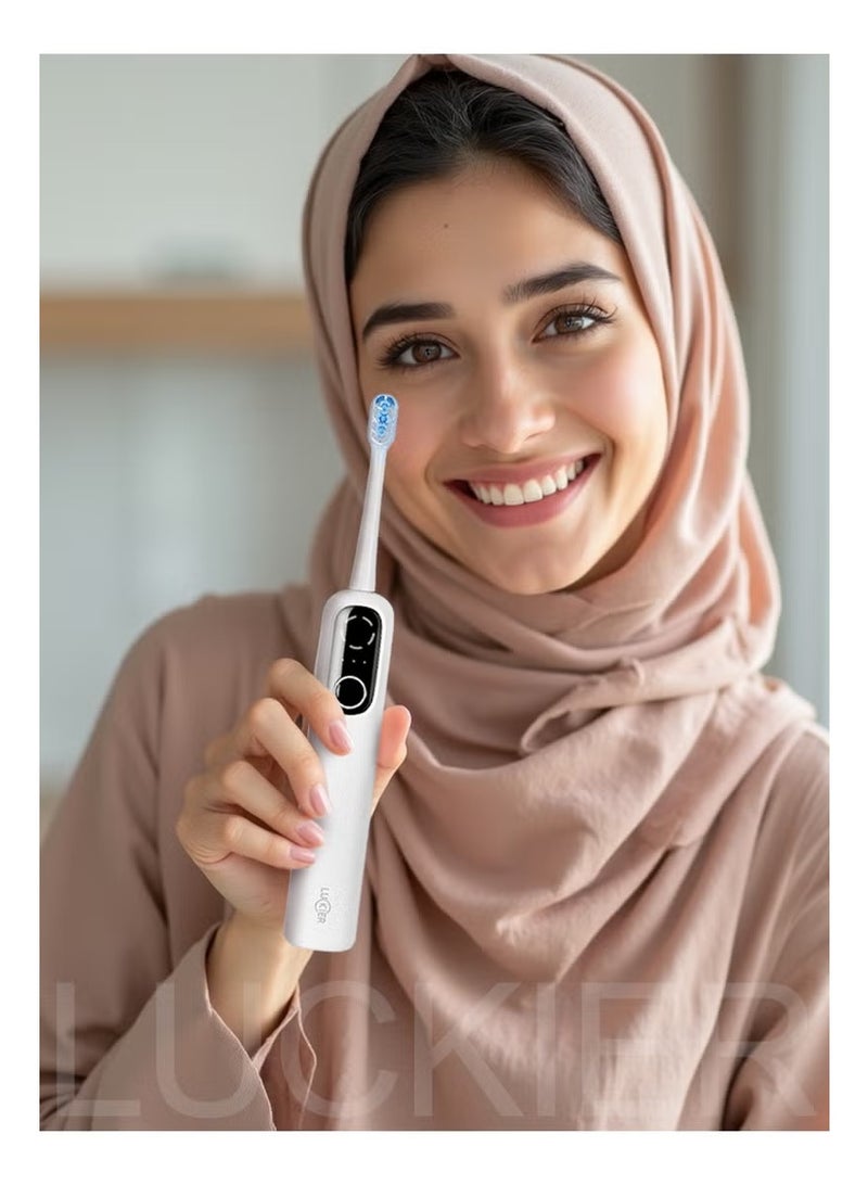 LuoGe Electric Toothbrush for Adults with 5 Modes, 3 Intensity Levels, and 4 Brush Heads - Image 2