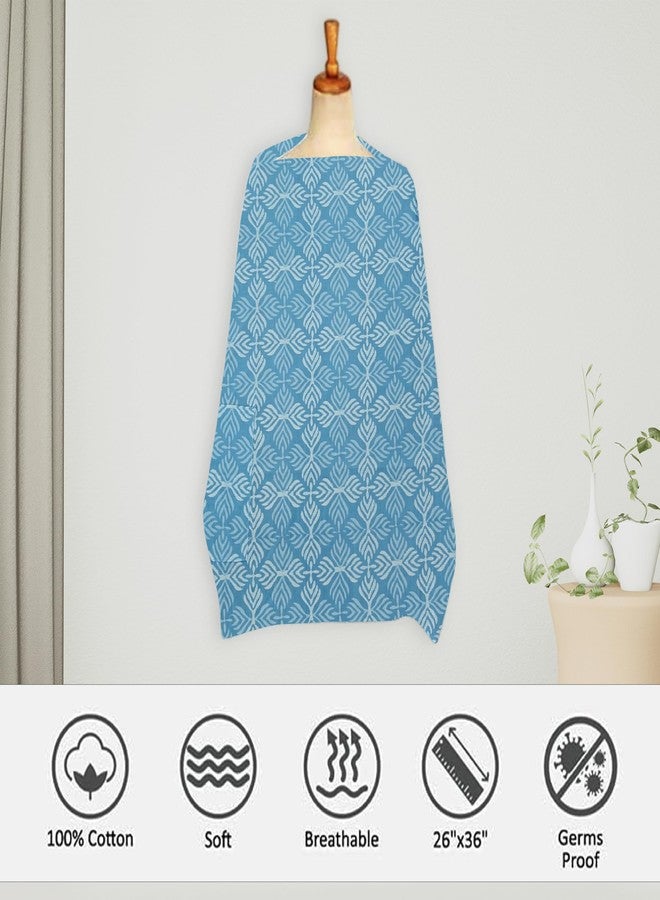 ZIKKU 100% Cotton Nursing Cover for Breastfeeding, Soft & Breathable Feeding Apron/Scarf for Mom with Mobile Pocket Lightweight & Comfortable Feeding Cover for Nursing Mother (Floral Light Blue Color) - Image 4