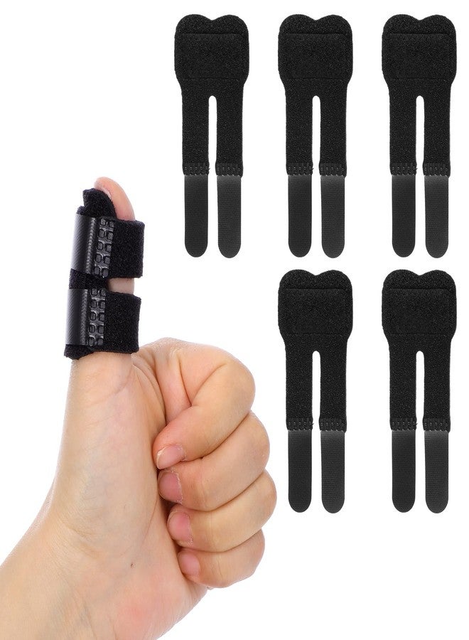 KFHENSOMR 5 PCS Trigger Thumb Splints Finger Splint Adjustable Finger Brace for Broken/Straightening/Arthritis Breathable Thumb Brace for Thumb/Middle/Ring/Index/Pinky Fingers Black - Image 1