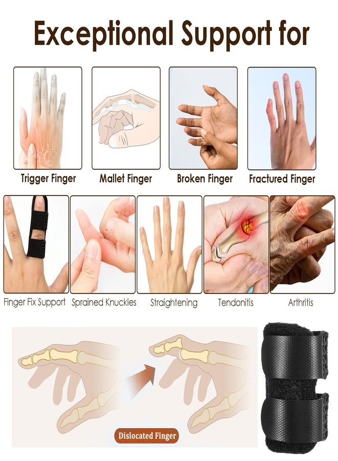 KFHENSOMR 5 PCS Trigger Thumb Splints Finger Splint Adjustable Finger Brace for Broken/Straightening/Arthritis Breathable Thumb Brace for Thumb/Middle/Ring/Index/Pinky Fingers Black - Image 4
