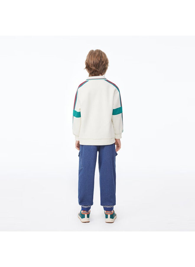Mqd Boys' Kids Ultra-soft College Style Knit Denim Jogger Pants Autumn Mid Denim Blue 140 - Image 2