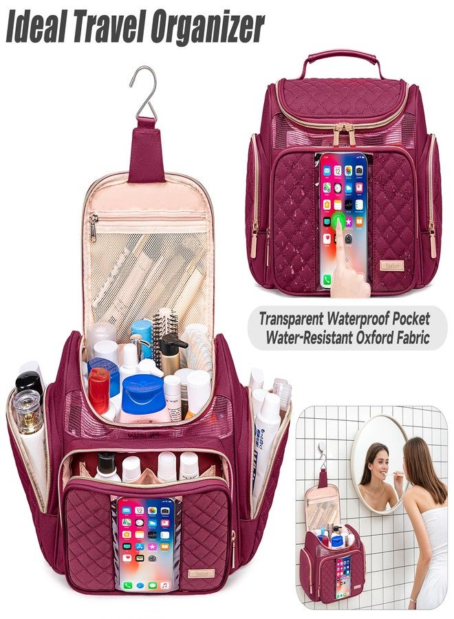 Tealari Large Toiletry Bag for Women Men,Bathroom Bag,Water Resistant Shower Bag,Makeup Bag,Portable Shower Caddy for College Dorm,Hanging Travel Toiletry Bag with Transparent Waterproof Phone Pocket - Image 2