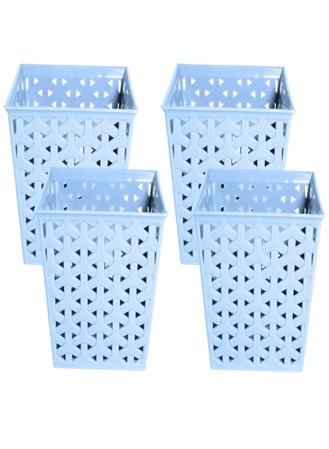 MORVI Linea Square Plastic Multipurpose Organizer For Kitchen, Bathroom, Salon, Office|Stationery,Cutlery,Pen,Makeup Brushes Holder|Hanging Toothbrush Stand |Pack Of 4 | LIGHT GREY - Image 1