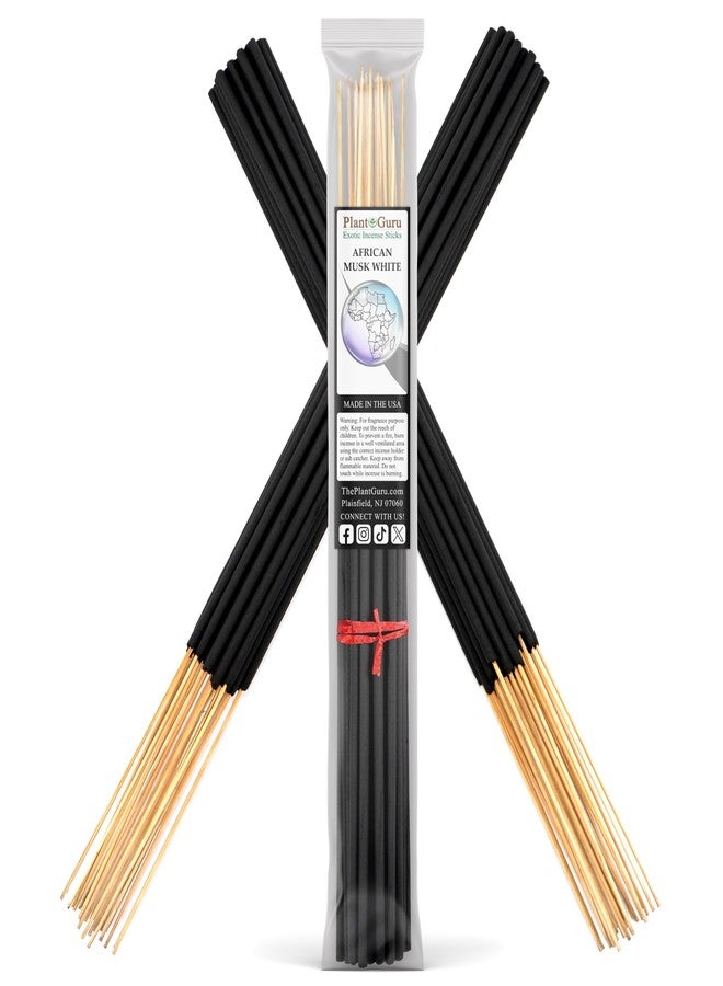 بلانت جورو أعواد بخور المسك الأفريقي الأبيض الغريب جامبو بطول 19 بوصة - عبوة واحدة تحتوي على 27 إلى 30 عودًا - طبيعي 19 بوصة كبير جدًا برائحة ناعمة تحترق لمدة 3 إلى 4 ساعات لكل عود. - Image 1