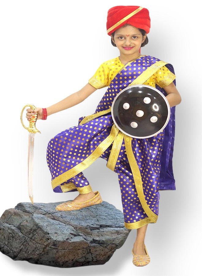 TWINKLE TOTS Rani Lakxmi Bai Dress for Girls Kids Costume With Complete Accessories Jhansi Ki Rani Costume - Image 1