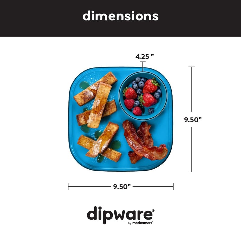 Madesmart Dipware Reusable Dining PlateServing Tray for Appetizers and Snacks FoodSafe Appetizer Serving Platter with Removable Dip Bowl Ocean - Image 3
