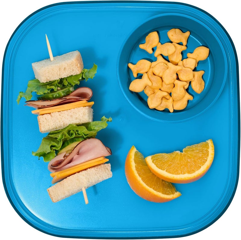 Madesmart Dipware Reusable Dining PlateServing Tray for Appetizers and Snacks FoodSafe Appetizer Serving Platter with Removable Dip Bowl Ocean - Image 1