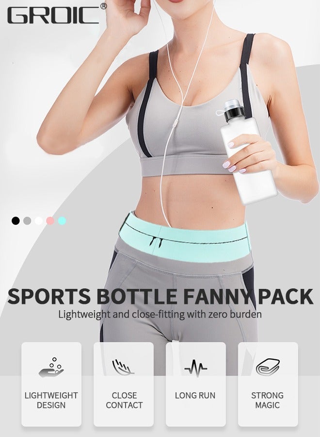 GROIC Running Belt with Water Bottle, Slim Sport Workout Pack,Pocket Expandable Zipper Runners Waist Band Pack, Sweat and Waterproof Adjustable Elastic Phone Bag - Image 2