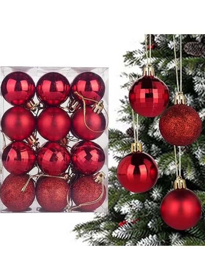 Balls 24 Pcs of Ornaments Plastic Christmas Hanging Balls , 4cm (Red) - Image 1