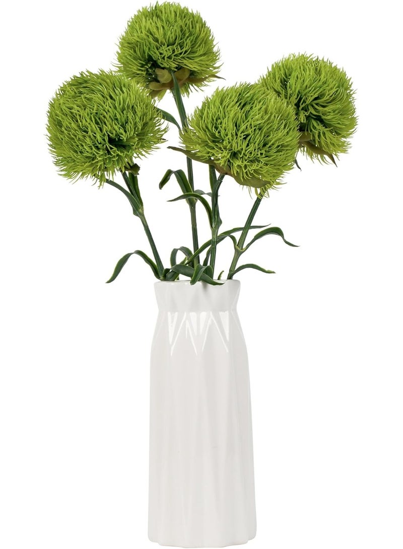 LATIFA 4 Pcs Artificial Dianthus Flowers, Realistic Greenery Stems for Home Decor, Light Green - Image 1