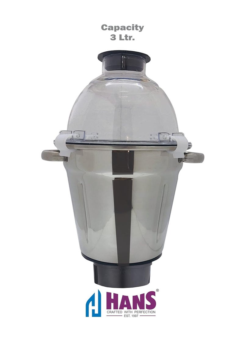 Hans HANS Dominar X Pro 2500 Watts 3.5 HP Commercial Mixer Grinder With 3 Jar Heavy Duty Black Grey  - Image 3