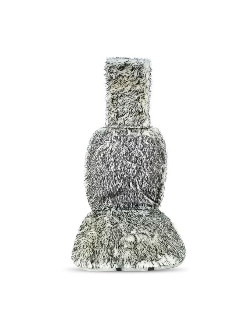 3XR Faux Fur Car Seat Covers Set of 2 – Plush Long-Hair Winter Seat Protector, Universal Fit Front Seat Cushions, Soft Warm Fluffy Interior Accessories for Cars, SUVs, Trucks (Gray/Black) - Image 3