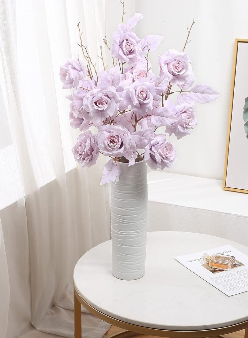 KASTWAVE Artificial Flowers Roses Fake Flowers Silk Flowers Real Looking with Stems for DIY Wedding Bouquets Centerpieces Arrangements Party Home Decorations and Outdoors, 4Pcs (Light Purple) - Image 2