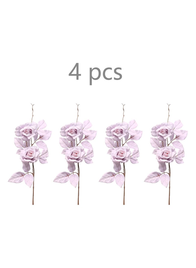 KASTWAVE Artificial Flowers Roses Fake Flowers Silk Flowers Real Looking with Stems for DIY Wedding Bouquets Centerpieces Arrangements Party Home Decorations and Outdoors, 4Pcs (Light Purple) - Image 5