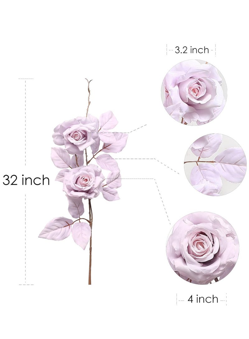 KASTWAVE Artificial Flowers Roses Fake Flowers Silk Flowers Real Looking with Stems for DIY Wedding Bouquets Centerpieces Arrangements Party Home Decorations and Outdoors, 4Pcs (Light Purple) - Image 4