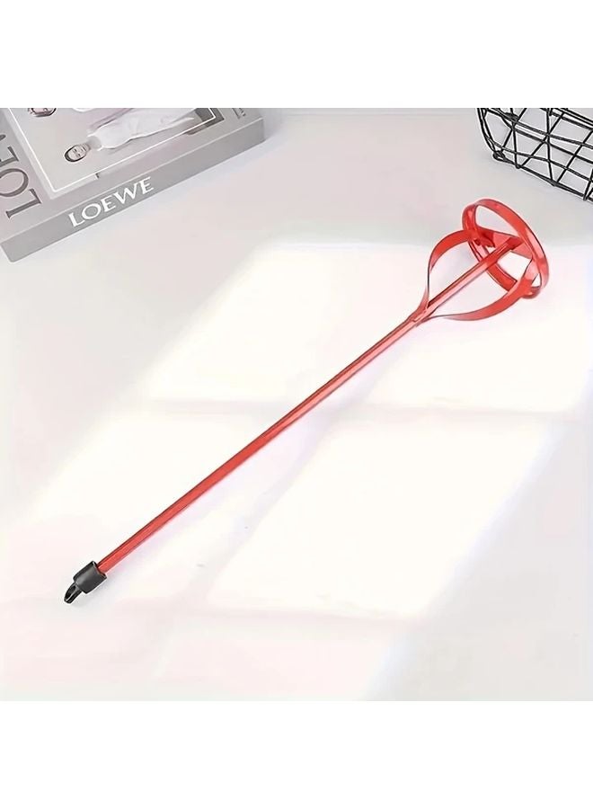 Red Hex Shaft Paint Mixer Attachment Heavy Duty Drill Paddle For Plaster Cement Mortar - Image 1