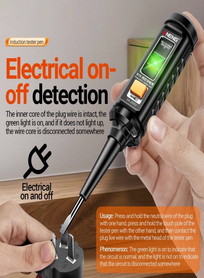 ANENG ANENG B15 Induction Tester Pen Highlight Color Light Professional AC Voltage Detection Electrician Screwdriver Testing Tools 24V-250V - Image 3