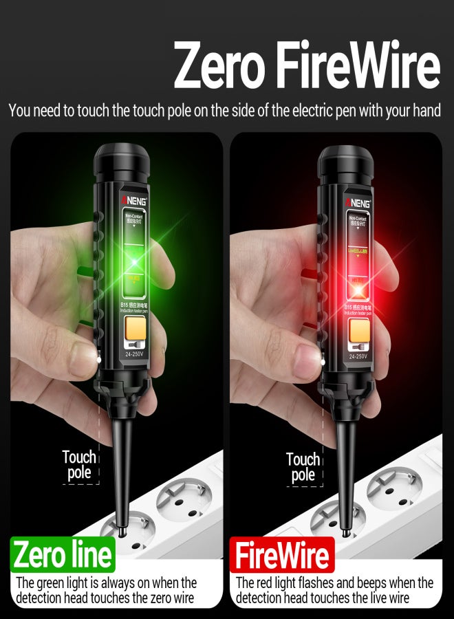 ANENG ANENG B15 Induction Tester Pen Highlight Color Light Professional AC Voltage Detection Electrician Screwdriver Testing Tools 24V-250V - Image 5