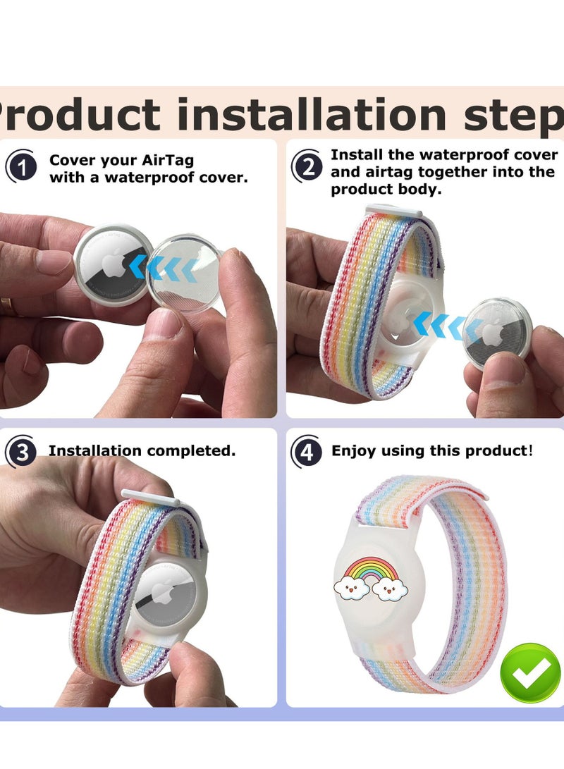Innoshine Carton Airtag Bracelet for Kids, Apple Air Tag Protective Cover with Nylon Wristband, Waterproof full cover Airtag Trackers Case Cover Elastic Watch Band for Toddlers Girls Boys Elders  - Image 4