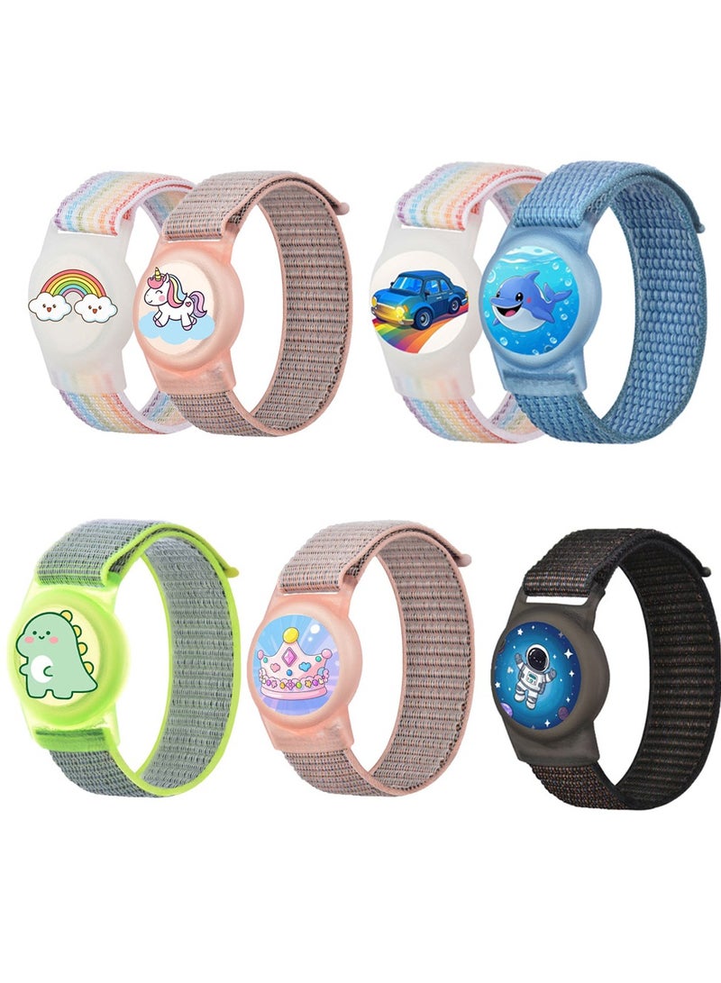 Innoshine Carton Airtag Bracelet for Kids, Apple Air Tag Protective Cover with Nylon Wristband, Waterproof full cover Airtag Trackers Case Cover Elastic Watch Band for Toddlers Girls Boys Elders  - Image 5