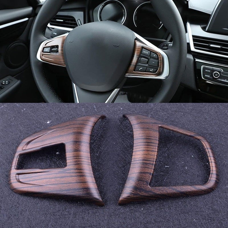 QASULER Wooden Pattern Steering Wheel Button Cover Trim for BMW X1 F48 - Image 4