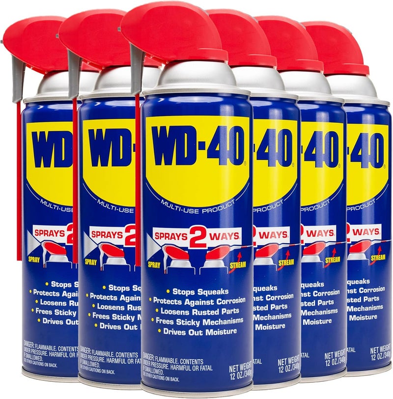 WD40 Original Formula, Multi-Use Product with Smart Straw Sprays 2 Ways,12 OZ [6-Pack] - Image 1