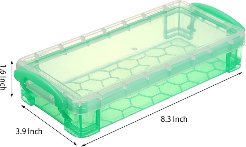 KASTWAVE 8 Pack Clear Storage Boxes, Large Capacity Plastic Organizer, Pencil Case Boxes, Kids Pencil Case, Stackable Design, Office Supplies Storage, 8.3 x 3.9 x 1.6 inches - Image 2