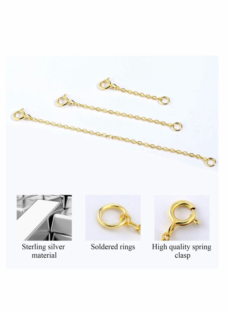 Excefore - Gold Necklace Extenders, 925 Sterling Silver Chain Extension (1 2 3 inch) - Image 1