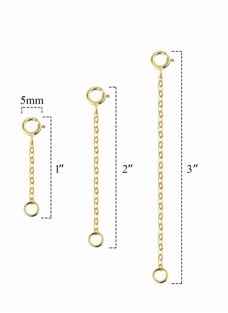 Excefore - Gold Necklace Extenders, 925 Sterling Silver Chain Extension (1 2 3 inch) - Image 1