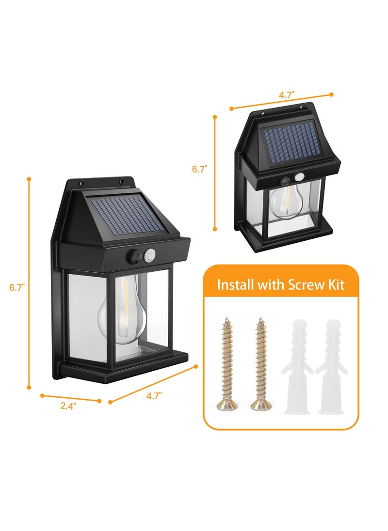 SYOSI - 4PCS Solar Fence Lights, Motion Sensor Outdoor Lights, 3 Lighting Modes Dusk To Dawn Solar Porch Lights IP65 Waterproof, Outdoor Solar Wall Lights 600LM, 1800mah Suitable For Patios, Porches, Garage. - Image 1