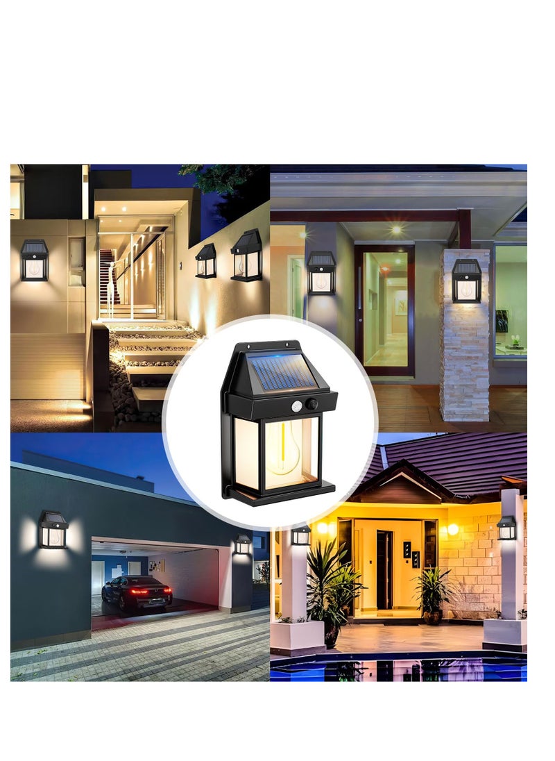 SYOSI - 4PCS Solar Fence Lights, Motion Sensor Outdoor Lights, 3 Lighting Modes Dusk To Dawn Solar Porch Lights IP65 Waterproof, Outdoor Solar Wall Lights 600LM, 1800mah Suitable For Patios, Porches, Garage. - Image 1