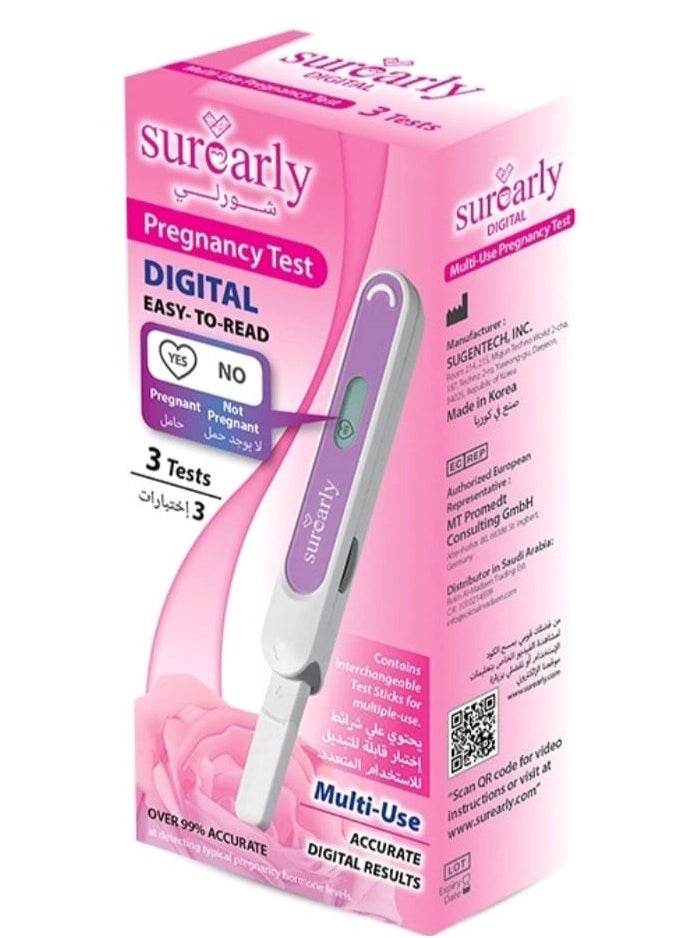 Surearly - Digital pregnancy test device 3 tests - Image 1