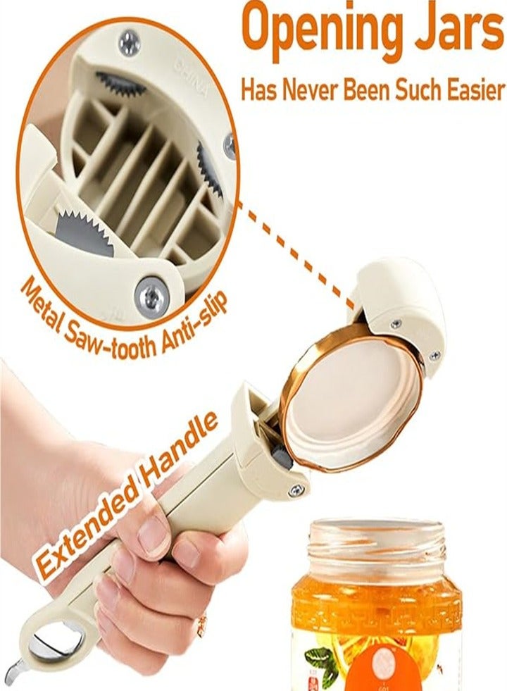 Adjustable can opener bottle opener, suitable for most sizes, labor-saving and convenient to use, jar lid remover, stainless steel gear, home restaurant, camping bar, suitable for weak hands, arthritic hands, red 1pc - Image 2