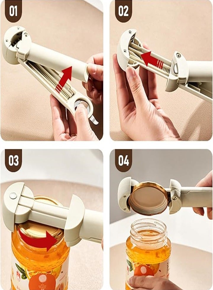 Adjustable can opener bottle opener, suitable for most sizes, labor-saving and convenient to use, jar lid remover, stainless steel gear, home restaurant, camping bar, suitable for weak hands, arthritic hands, red 1pc - Image 4